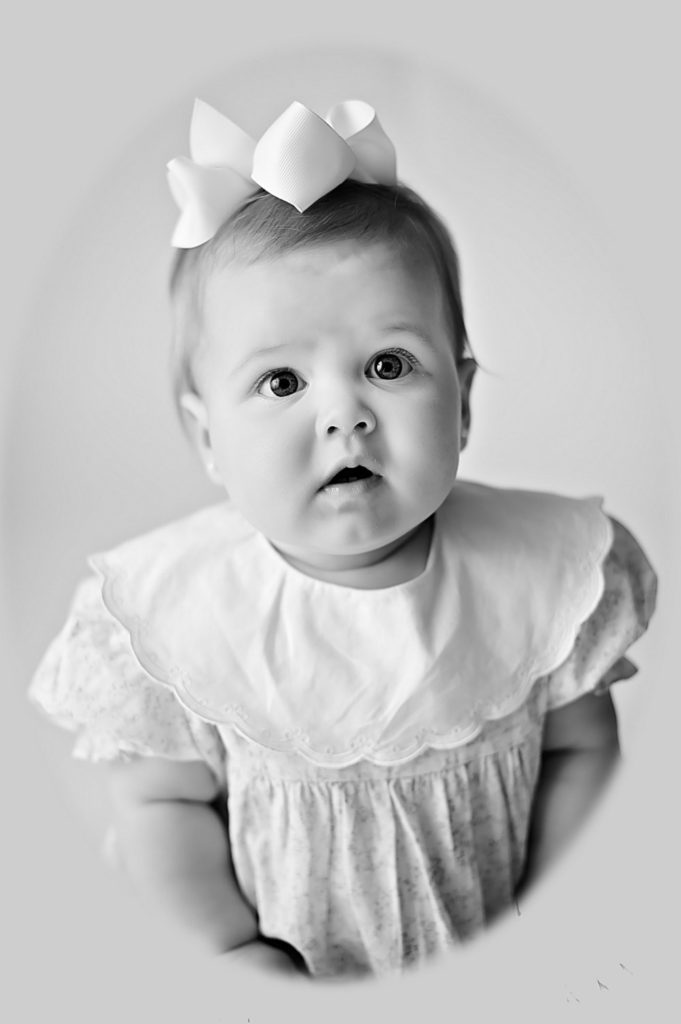 Black and White Baby Headshot of Caroline