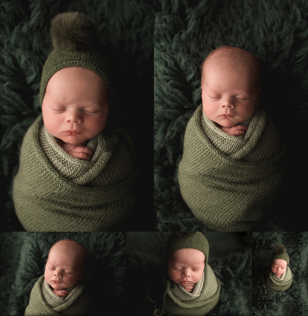 newborn baby boy in green