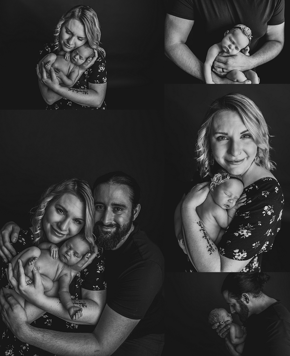 Black and White portrait series of newborn photos