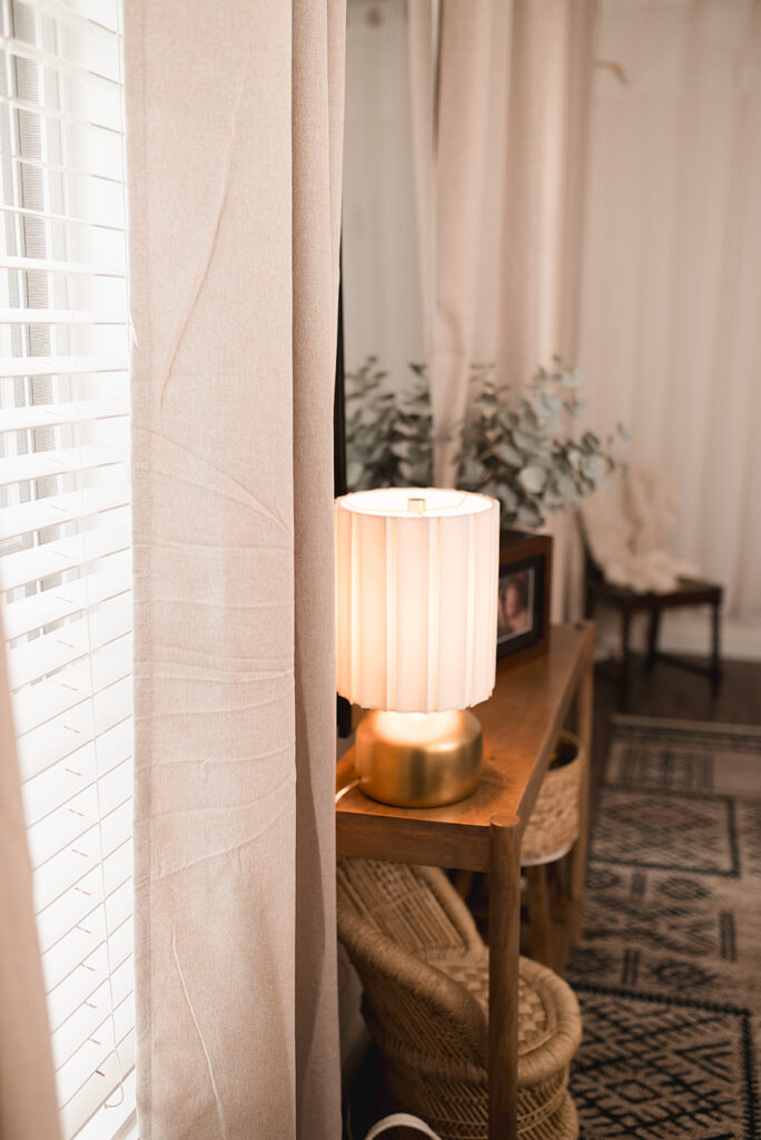 Charlottesville baby photography studio waiting area with neutral decor and soft natural light