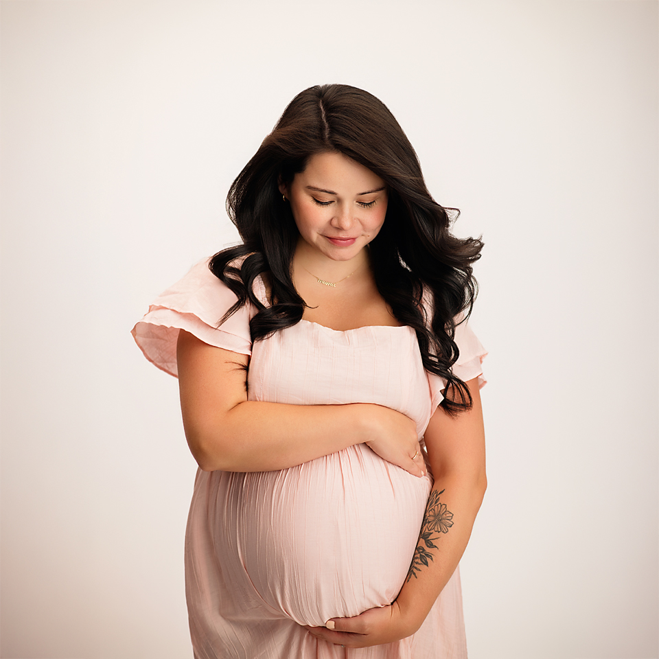 Soft studio lighting maternity portrait in Charlottesville Virginia
