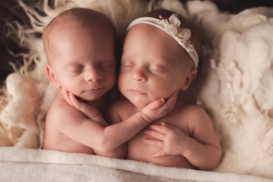 Gentle newborn session for NICU twins, Charlottesville Virginia newborn photography studio.